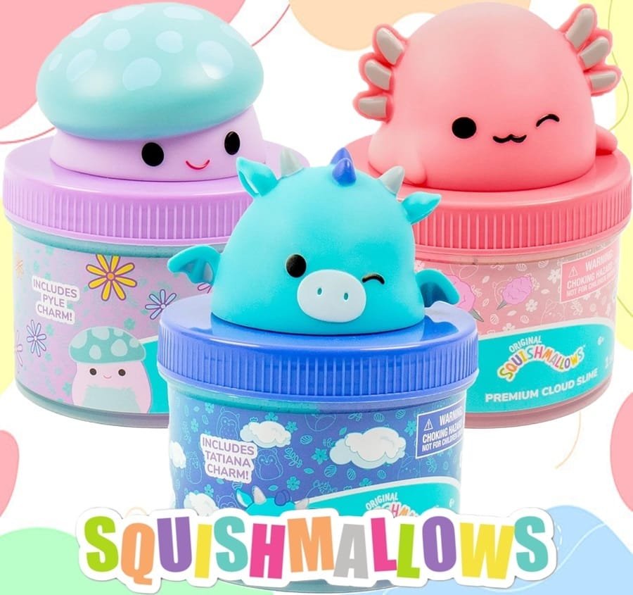 SALE! Squishmallows Premium Scented Cloud Slime
3-Pack of two-toned slime with charms and 9 Slime Add Ins
Click ---> HERE