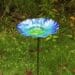 MUMTOP 26 Inch Height Glass Birdbath Birdfeeder with Metal Stake Garden Outdoor Blue