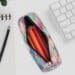 Sea Mermaid Scales Canvas Pencil Case for Pen Pouch Bag, Durable Compact with Zipper Round Pencil Case, Stationery Organizer Bag Purse for Kids Girls Boys School Adults Office