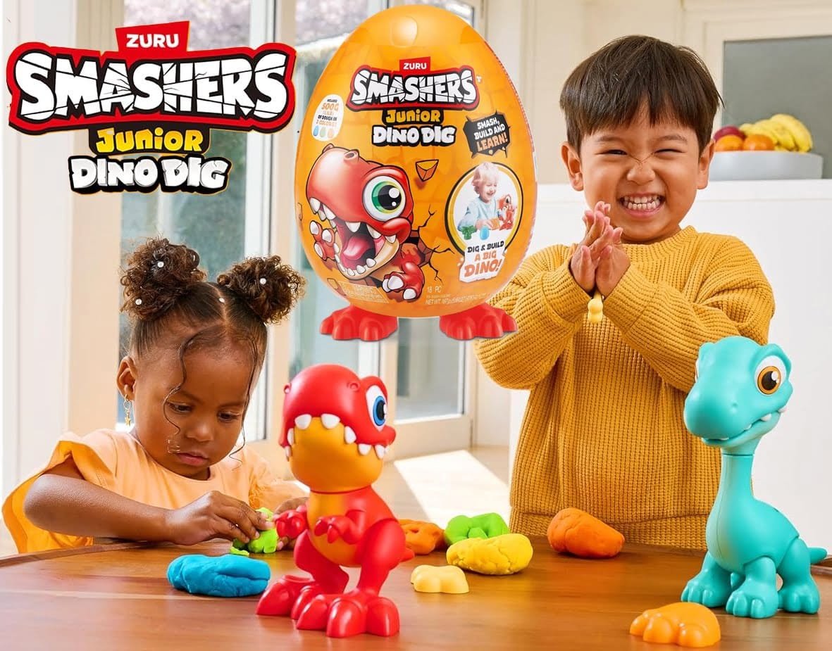 SALE! Smashers Junior Dino Dig T-Rex Large Egg
Select T-Rex or Brontosaur or both!
They're HUGE! The egg is almost a foot tall!
Each includes buildable dino, 2lbs of Dino Dough with 6 molds, and 18 Surprises.
Click ---> HERE