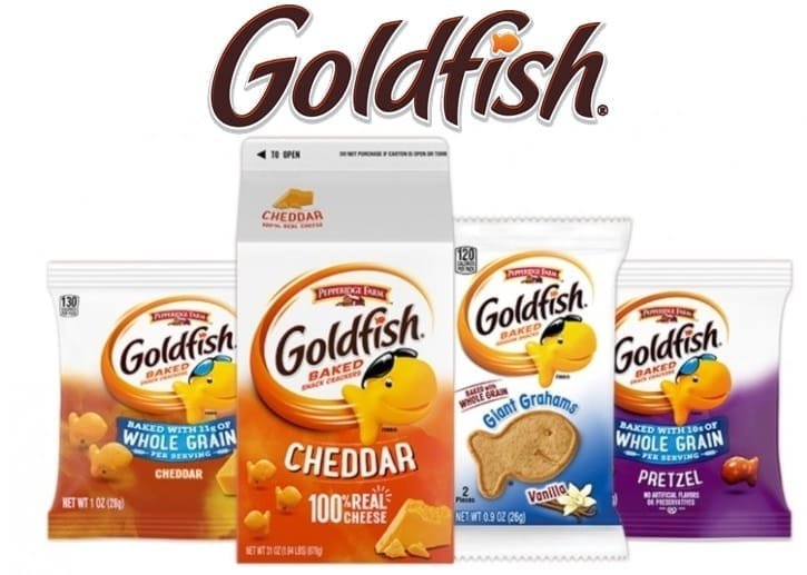 Pepperidge Farm Goldfish crackers assortment featuring cheddar, pizza, and graham snack varieties