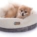 K&H PET PRODUCTS Heated Thermo-Snuggle Cup Bomber Indoor Heated Cat Bed, Heated Pet Bed for Indoor Cats and Small Dogs, Thermal Warming Large Cat Bed, Round Kitty Heating Bed, Gray 14x18in