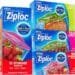 Ziploc food storage bags in gallon, quart, sandwich, snack, and variety pack sizes.