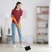 Broom and Dustpan Set with 52'' Long Handle,Stand Up Dustpan with Broom Combo Set for Home Kitchen Room Office Lobby Floor Use-Green