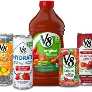 Selection of V8 drinks and juices including V8 Energy and fruit and vegetable juice