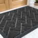 OLANLY Front Door Mat Indoor Outdoor Entrance, Waterproof All-Season, All-Weather Welcome Doormat, Sturdy Natural Rubber, Low Profile, Easy Clean Patio Porch Entryway Outside Floor Mat, 29.5x17, Black