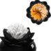 Bloss Lotus Cotton Swab Holder Cotton Swabs Bud Small QTips Box Toothpicks Container Flower Bathroom Decor - Black