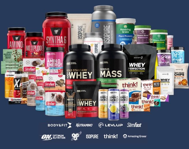 Sports nutrition products including protein drinks and supplements for January wellness routines