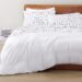 LANE LINEN 100% Organic Cotton Twin XL Sheets Set 3-Piece Pure Percale Bedsheets Bedding Breathable Fits Mattress Upto 15" Deep - Charcoal Windowpane