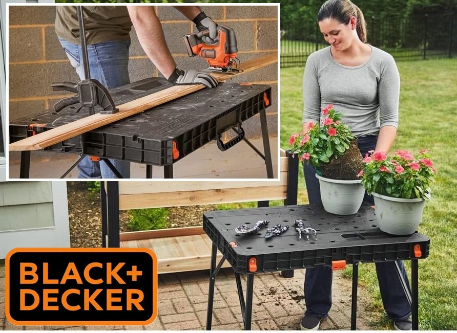 SALE! BLACK+DECKER Folding Workbench
Holds up to 700 lbs. with a surface size of 33-1/2 in. x 23-1/2 in. Retract legs and easily transport it with handle
Click ---> HERE