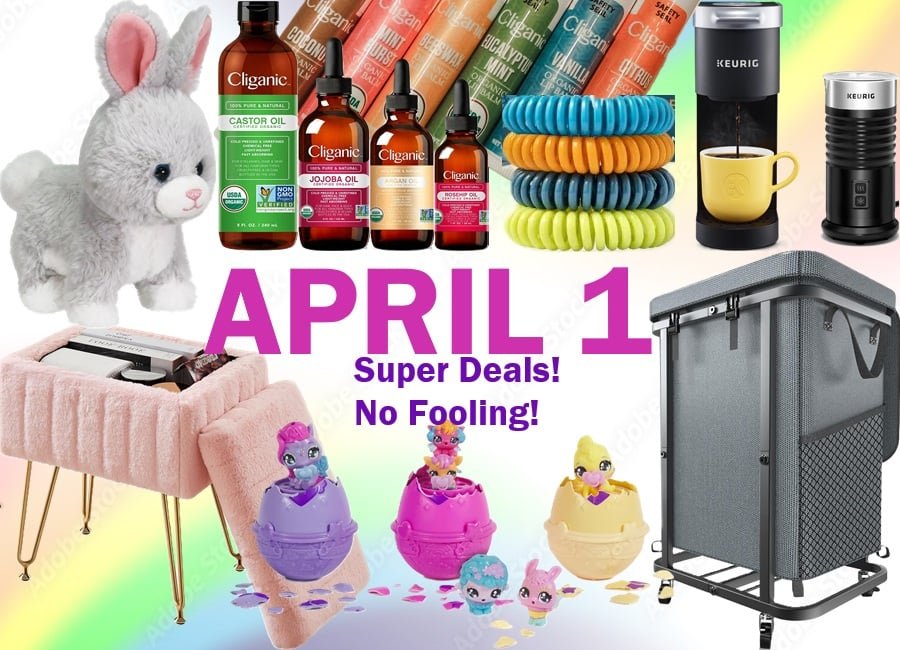 30% coupons on Cliganic Products, SALE! Keurig Barista Bar Bundle, SALE! DUMOS Vanity Stool with Faux Fur Seat & Storage, SALE! Extra Large Heavy Duty Rolling Laundry Hampers, SALE! Hatchimals Alive Easter Basket, SALE! Interactive Realistic Plush Bunny