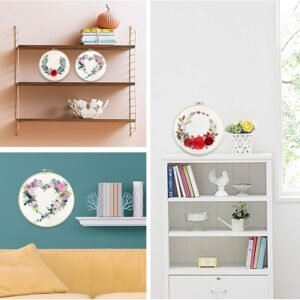 Creativease Embroidery DIY Starter Kit, 3pcs Set | Floral & Plant Designs for Adults and Kids Alike | with 20cm Bamboo Hoop, 28 * 29cm Cloth, and Step-by-Step Instructions!