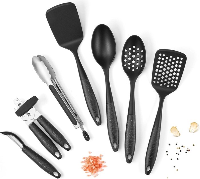 SALE! Cuisinart Oceanware Tool and Gadget Set
Clip the coupon
Set Includes: Solid spoon Slotted spoon Solid turner Slotted turner Can opener Peeler 9” Stainless steel tongs
Handles are made from 98% recycled fishnets pulled from the ocean
Click ---> HERE