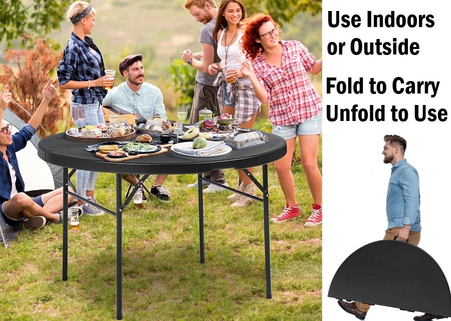 SALE! Round 48" Outdoor/Indoor Folding Table
Heavy Duty Metal Frame w/Thick Table Top
Click ---> HERE