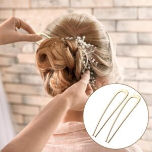 2Pcs French Hair Pins Metal Large U-Shaped Hair Pins Hair Bun Accessories for Women Girls(5.51x 1.38inch, Gold)