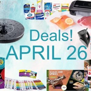 30% coupon on Health Care Products, SALE! Presto FreshDaddy Compact Electric Vacuum Sealer, SALE! Mademax Free Standing Floating Solar Bird Bath Fountain, SALE! PurSteam Professional 1250W Steam Iron, SALE! The Fascinating Animal Book for Kids, SALE! Goliath Name 5 Board Gam