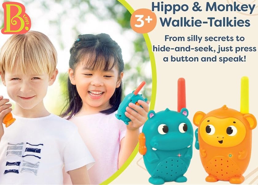 SALE! Hippo & Monkey Walkie Talkie Set
1 button each – simply press and talk. 100-foot range
Click ---> HERE