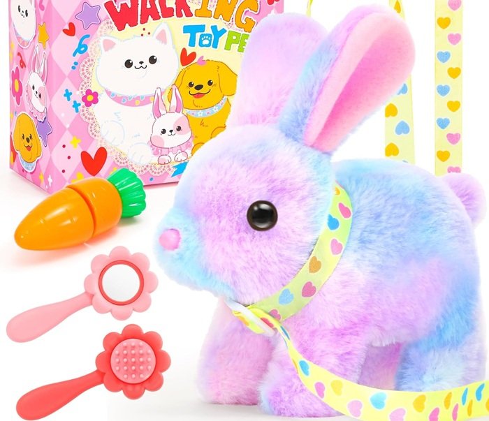 SALE! Interactive Realistic Plush Bunny It hops and the ears wiggle Select gray or pastel Click ---> HERE