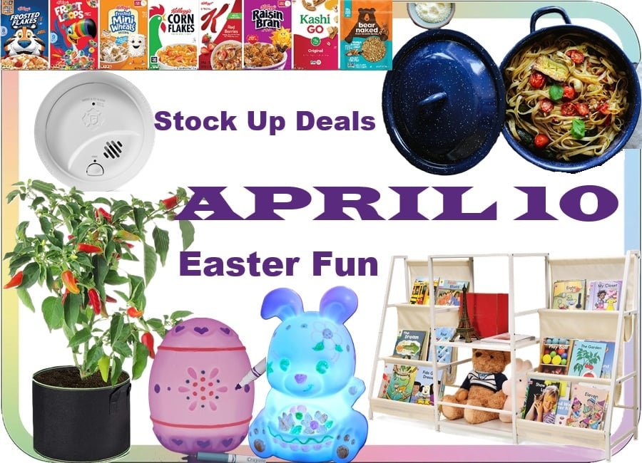15% coupon on Kellogg Cereals & Granolas, SALE! IMUSA 6-Quart Blue Speckled Enamel Stock Pot with Lid, SALE! First Alert Smoke & Carbon Monoxide Alarm, SALE! Delxo 5 Gallon 20 Pack Grow Bags, SALE! Crayola Recolorable Light Up Easter Kits, SALE! Kids Bookshelf and Toy Organizer