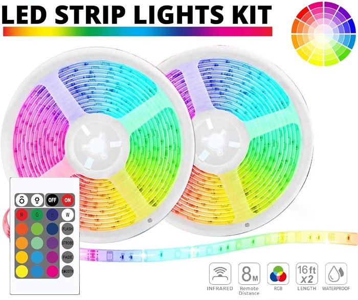 SALE! LED 32ft Strip Lights
Two 16 ft strips of lights, long enough to reach around your entire room and light the whole place up with 300 LEDs.
Click ---> HERE