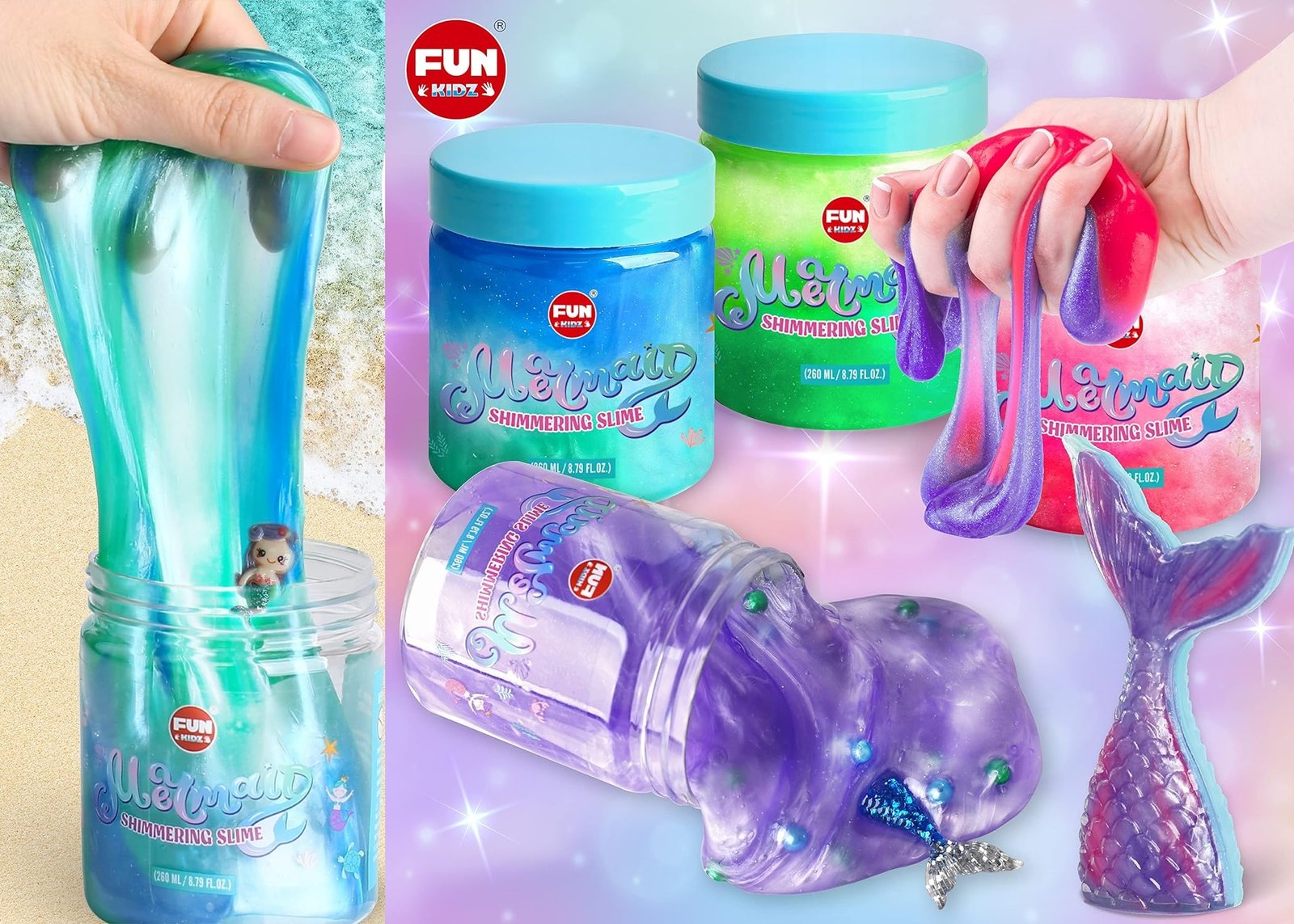 SALE! Mermaid Sparkle Slime Pack
4 large bottles of premade slime totalling over 2 lbs!
Click ---> HERE