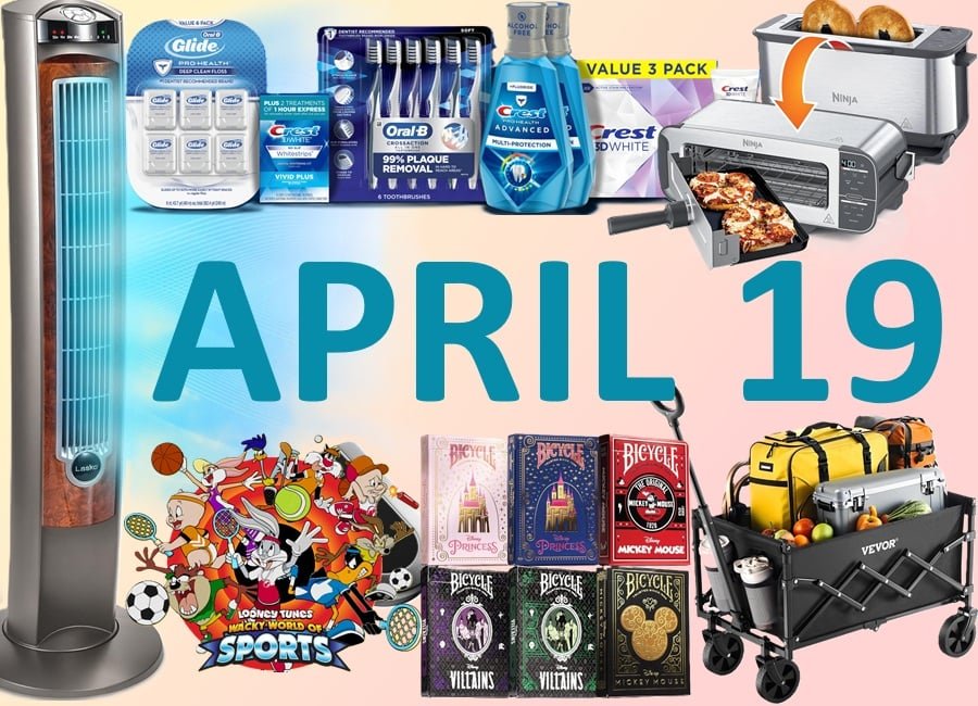 PROMOTION! Save $5 when you buy 2 Oral Care Products, SALE! Ninja ST101 Foodi 2-in-1 Flip Toaster, SALE! Lasko 42.5″ Oscillating Tower Fan, SALE! VEVOR Collapsible Folding Wagon, SALE! Looney Tunes: Wacky World of Sports Video Game, SALE! Bicycle Disney Limited Edition 100 Year Anniversary Playing Cards