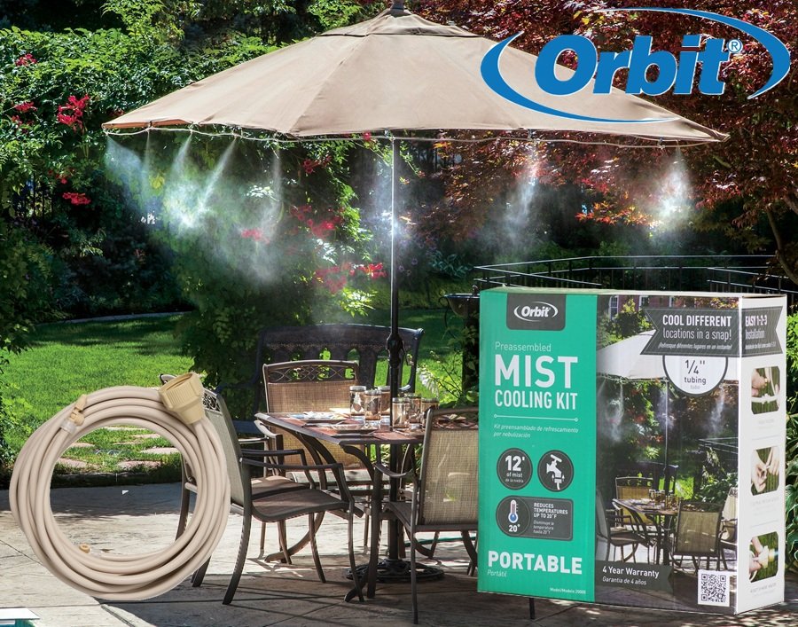 SALE! Orbit Outdoor Misting Kit
Includes 12ft of tubing, 6 nozzles, and clips for hanging the tubing. Install in less than 10 minutes. Attach to a standard garden hose.
Use anywhere outside- patio, chicken coop or wherever you need it.
Click ---> HERE