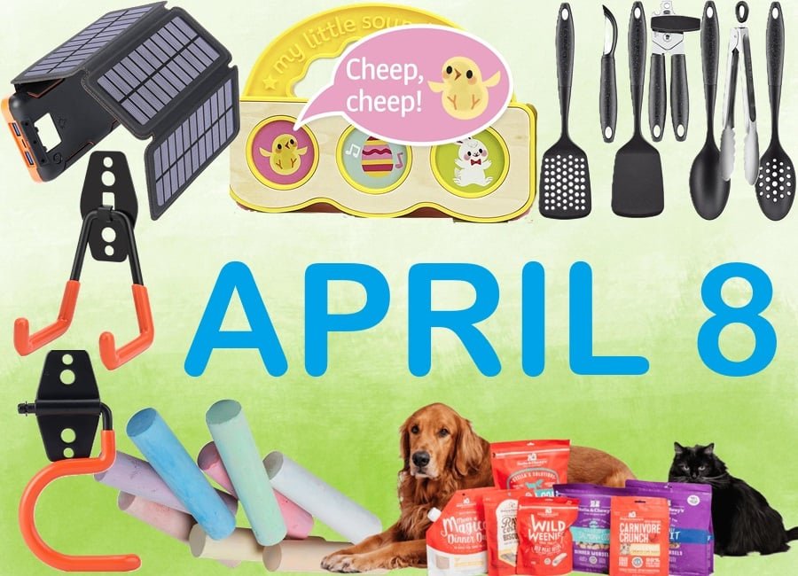 15% coupon on Stella & Chewy’s, Cuisinart Oceanware Tool and Gadget Set, Hiluckey Solar Charger Portable Power Bank, Dorisy Heavy Duty Wall Mount Garage Hangers, Happy Easter, Bunny! Sound Board Book, Sunny Days Jumbo Sidewalk Chalk Set