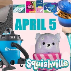 Tampons and Pads, SALE! Nuovva 6.4-Qt Enamelled Cast Iron Dutch Oven, SALE! Vacmaster 12-Gallon Wet/Dry Vacuum, SALE! Ophanie 4×6 Shaggy Area Rug, SALE! Mermaid Sparkle Slime Pack, SALE! Squishville Original Squishmallows Sweet Shop