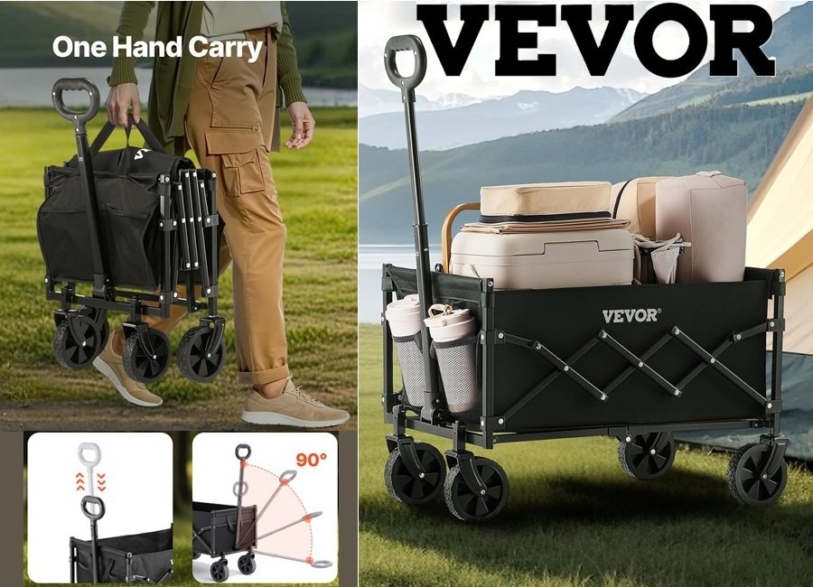 SALE! VEVOR Collapsible Folding Wagon Clip the big coupon Large 225lbs/120L capacity, frame is crafted from high-strength iron with powder coating Click ---> HERE