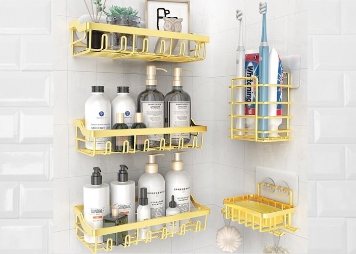 SALE! 5 Pack Adhesive Shower Caddy Set
Rustproof Stainless Steel, Gold color
Click ---> HERE