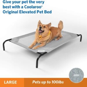 COOLAROO The Original Cooling Elevated Dog Bed, Indoor and Outdoor, Large, Grey