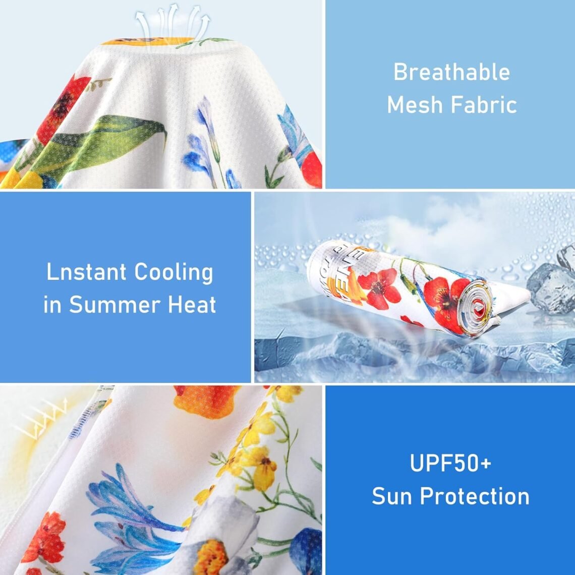 Cooling Towels (40"x12"), 1 Pack Ice Yoga Towel Soft Breathable, Microfiber Gym Towel for Neck and Face, Cooling Towels with Pouch and Clip for Working Out