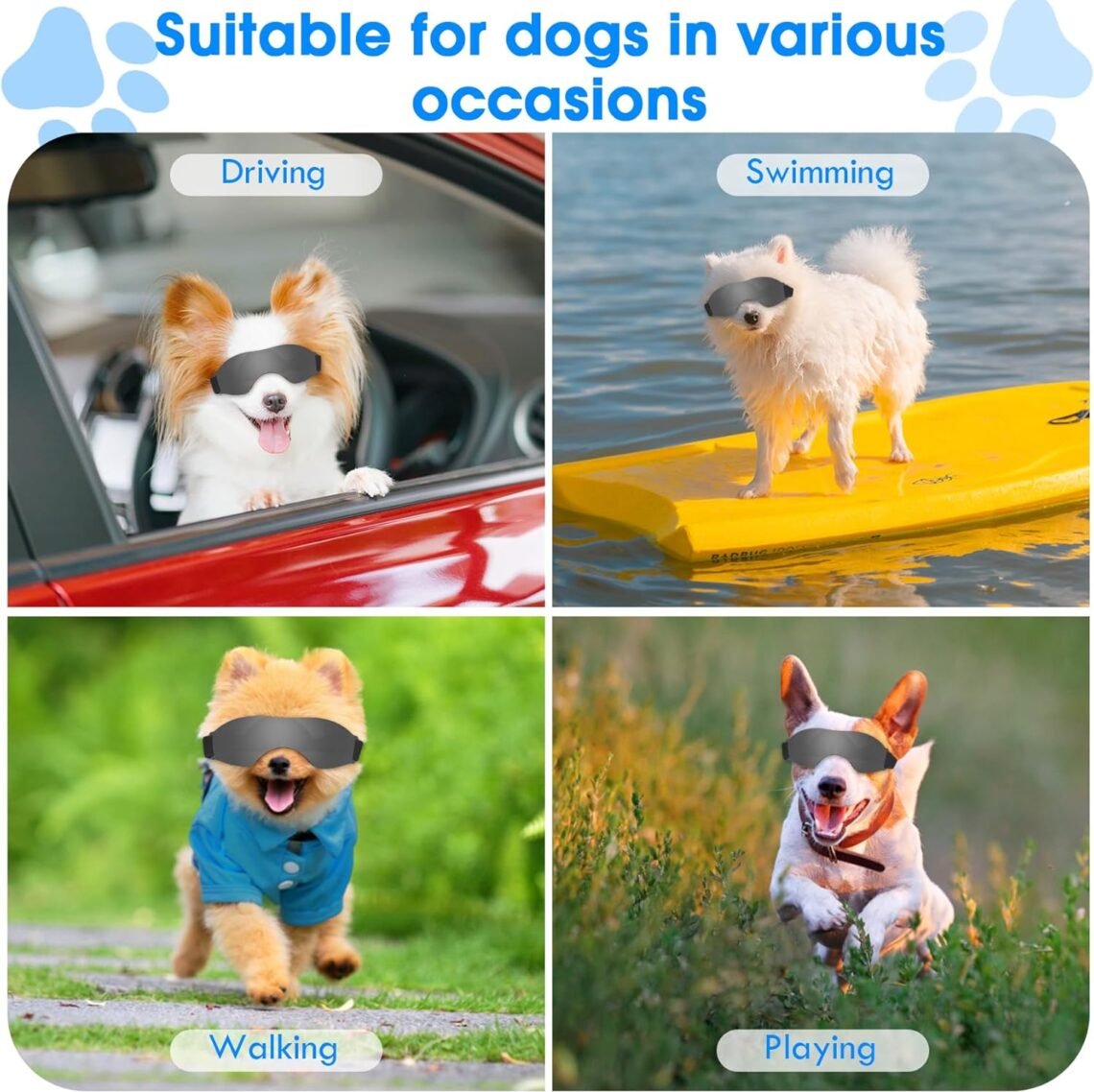 Medium Dog Goggles UV Protection Dog Sunglasses with Adjustable Strap for Small and Medium Dogs