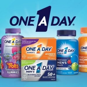 Promotional graphic featuring One A Day vitamins, Flintstones vitamins, and related multivitamin products with a 40% coupon offer.