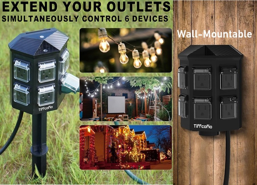 SALE! Outdoor Remote Control Power Strip Station
15ft Waterproof Extension Cord, 6 Independent Control Outlets
Each socket is equipped with spring-loaded waterproof covers, effectively preventing rainwater, dust, and debris from entering
Click ---> HERE
