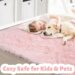 Pink Area Rugs for Bedroom Girls, Living Room Decor, Fluffy Fuzzy Shag Rug 4x6 for Kids Room, Soft Cute Baby Play Mat, Indoor Floor Carpet for Teen, Nursery, Preppy Dorm, Plush Aesthetic Bedside Rug