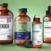 UpNature promotional image featuring the brand's essential oils and wellness products in assorted bottles.