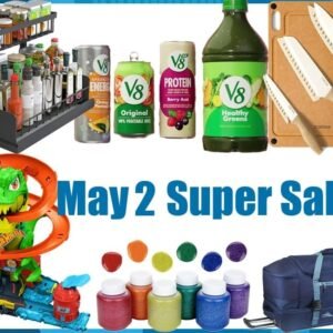 20% coupon on V8 Beverages, SALE! CAROTE Knife Set with Wooden Cutting Board, SALE! High Sierra 34″ Wheeled Travel Bag, SALE! 2 Tier Slide Out Under Sink Organizer, SALE! Crayola Washable Kids Paint Set, SALE! Hot Wheels T-Rex Blaze Battle Track Set.