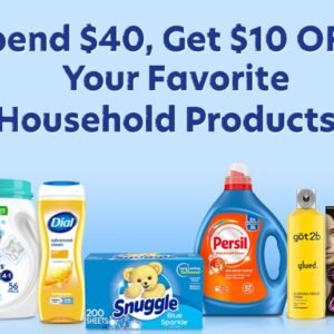 Spend $40, get $10 off top household brands like Persil, Dial, and Snuggle. Today’s deal packs serious cleaning power and savings!
