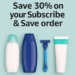 A promotional digital graphic displays a "Today Only – 30% Off Personal Care Essentials" message with colorful icons of soap, lotion, shampoo, and self-care products on a soft beige and blue background. The date June 13 is prominently featured.