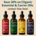 A promotional graphic for Daily Deal Busters featuring Cliganic essential oils, showcasing a 30% Subscribe & Save discount for June 12th.