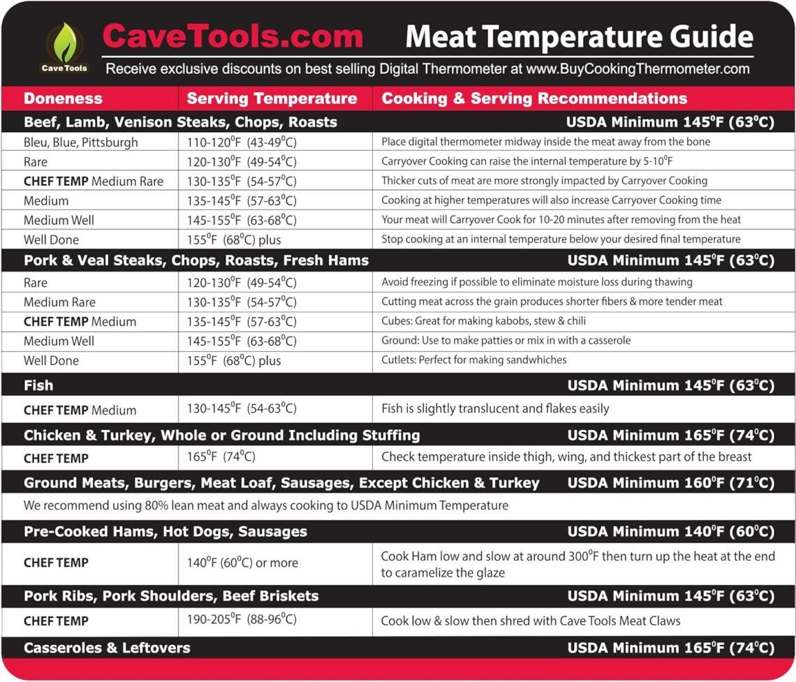 meat temperature magnet, bbq accessories, pitmaster tools, fridge magnet grill guide, internal meat temperatures, cooking cheat sheet, $5 grilling tools, summer grilling deals, smoker accessories