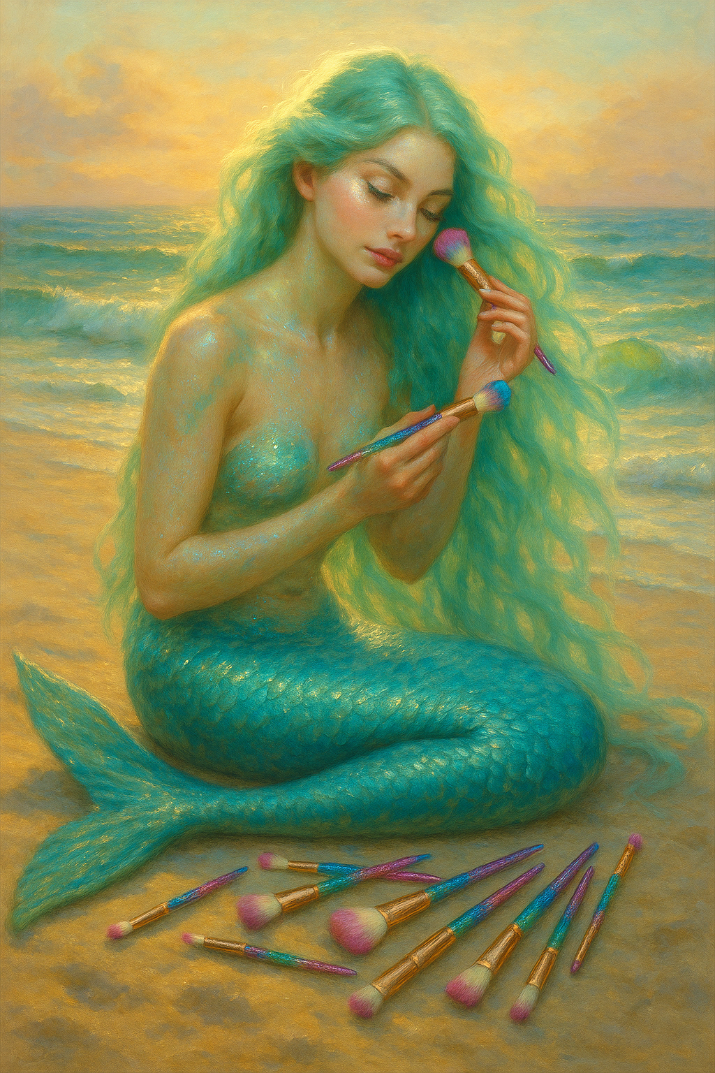 A turquoise mermaid