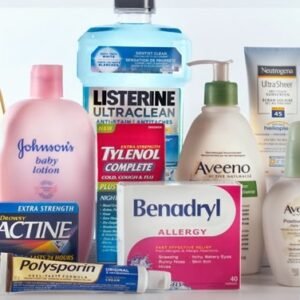 Beauty, wellness, and self-care products featured in a promotional savings graphic highlighting available discounts.