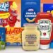 Kraft Heinz product promotion featuring assorted pantry staples and beverages, including coffee, condiments, salad dressings, and powdered drink mixes.