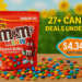 M&M’s Minis Peanut Butter candy in a resealable summer-themed bag surrounded by sunflowers, candy pieces, and a price tag showing $4.34
