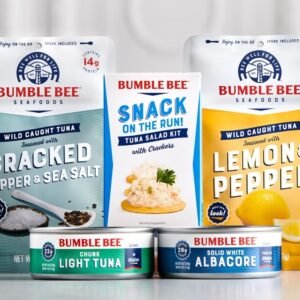 Bumble Bee seafood and related pantry products including canned tuna, salmon, shrimp, fish, and chicken products.