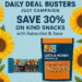 "KIND Bars and Granola 30% Off β July 6 Deal from Daily Deal Busters with sunflower theme and Subscribe & Save banner"