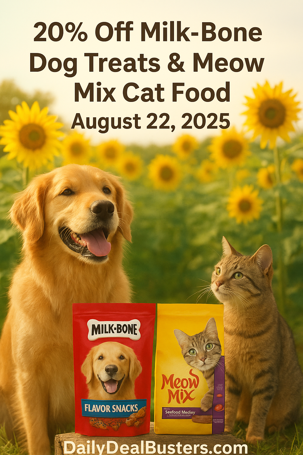 Milk-Bone dog treats and Meow Mix cat food with 20% coupon savings